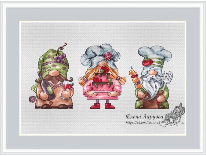 Gnomes Sommelier, Confectioner, Barbecue Cross Stitch Pattern фото 1
