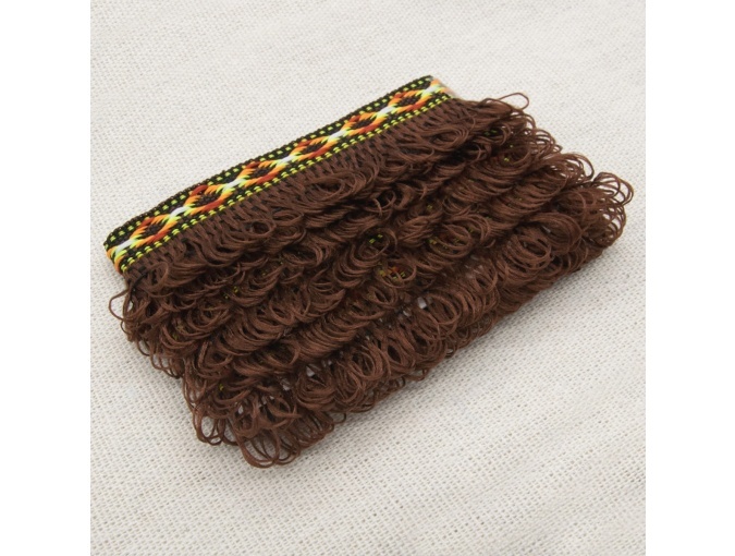Patchwork Fabric with Brown Braid Jacquard Fringe фото 2