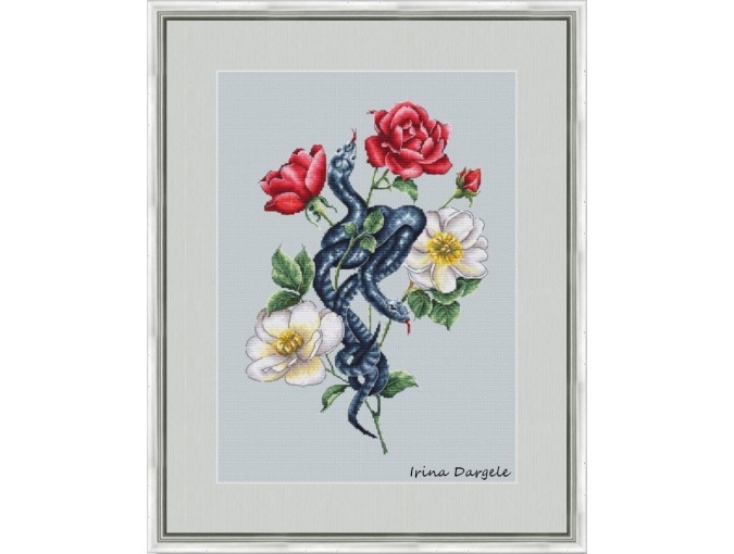 Snakes and Roses Cross Stitch Pattern фото 1