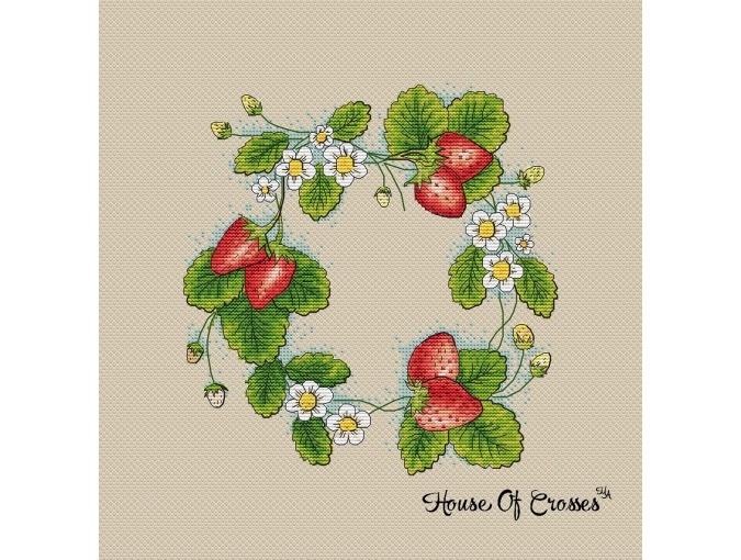 Strawberry Wreath Cross Stitch Chart фото 1