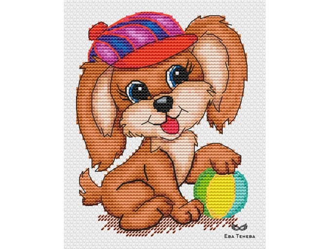 Cheerful Puppy Cross Stitch Pattern фото 1