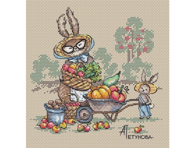 Visiting Grandma. Harvest Time Cross Stitch Pattern фото 1