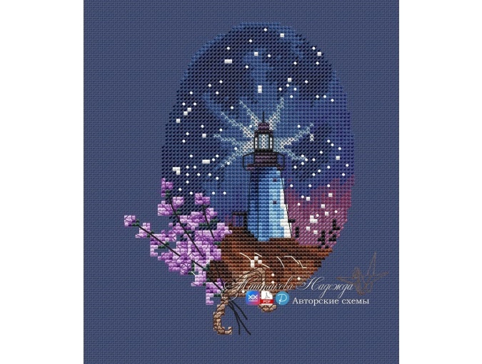 Lighthouse. Night Cross Stitch Pattern фото 1
