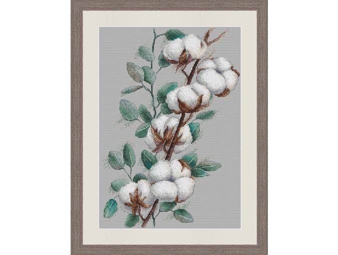Cotton Branch Cross Stitch Pattern фото 1
