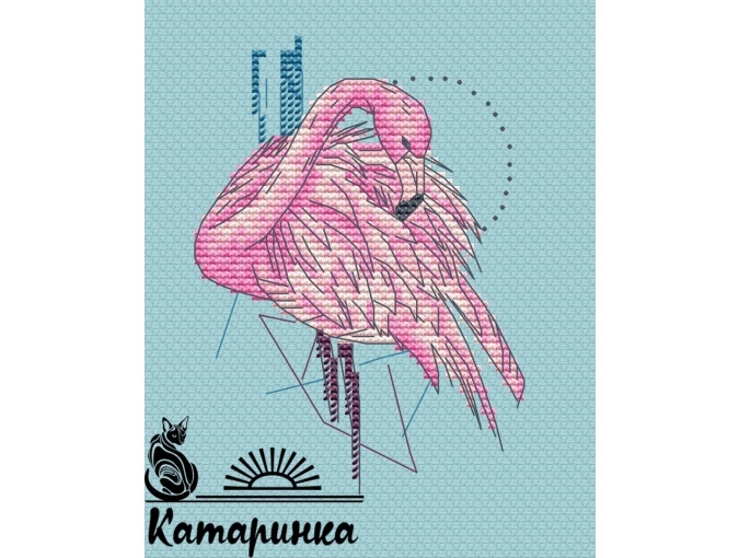 Pink Flamingo Cross Stitch Chart фото 1