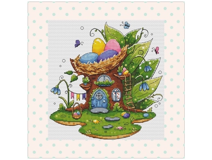 Easter Houses. Nest Cross Stitch Pattern фото 1