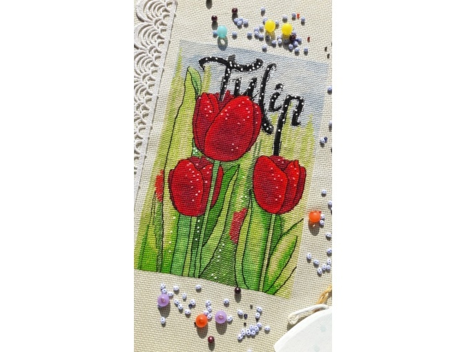 Red Tulips Cross Stitch Pattern фото 2