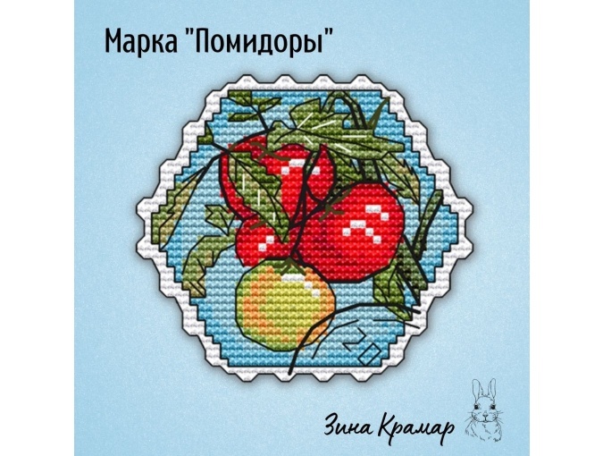 Postage Stamp. Tomato Cross Stitch Pattern фото 1