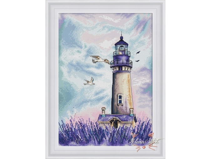 Lavender Lighthouse Cross Stitch Pattern фото 1
