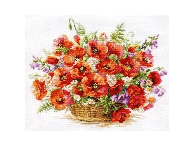 Basket of Poppies Cross Stitch Kit фото 1
