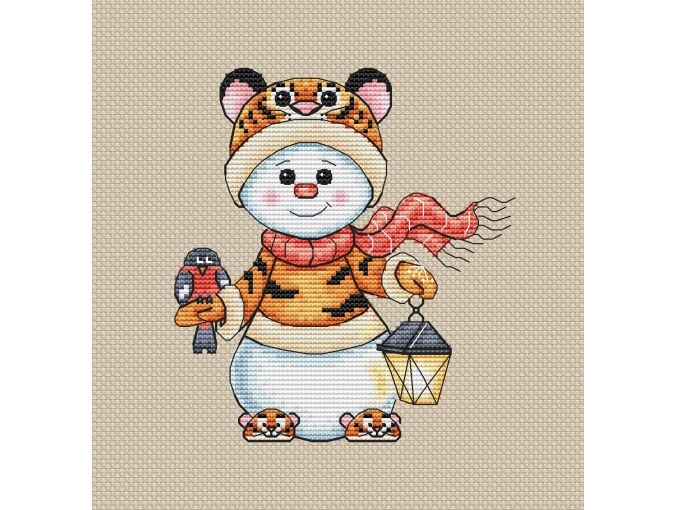 Snowman Tiger Cross Stitch Pattern фото 3