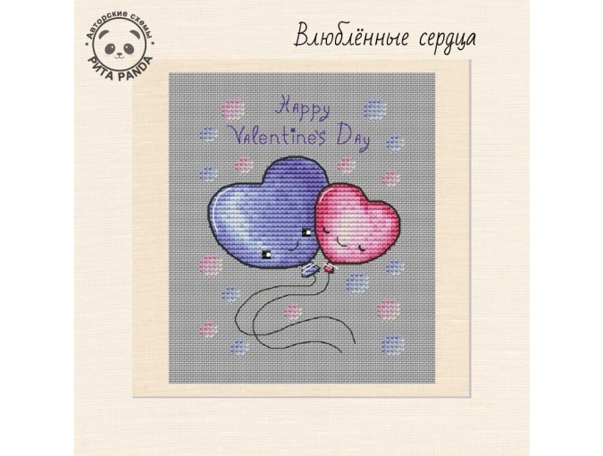 Hearts in Love Cross Stitch Pattern фото 1