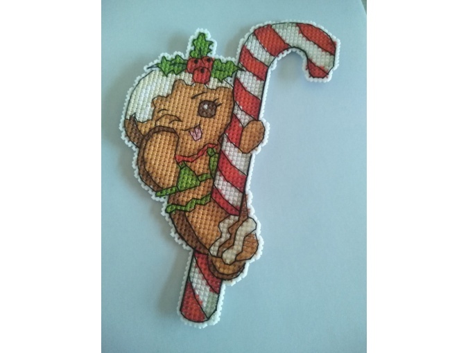 Gingerbread on Candy Cane 2 Cross Stitch Pattern фото 2