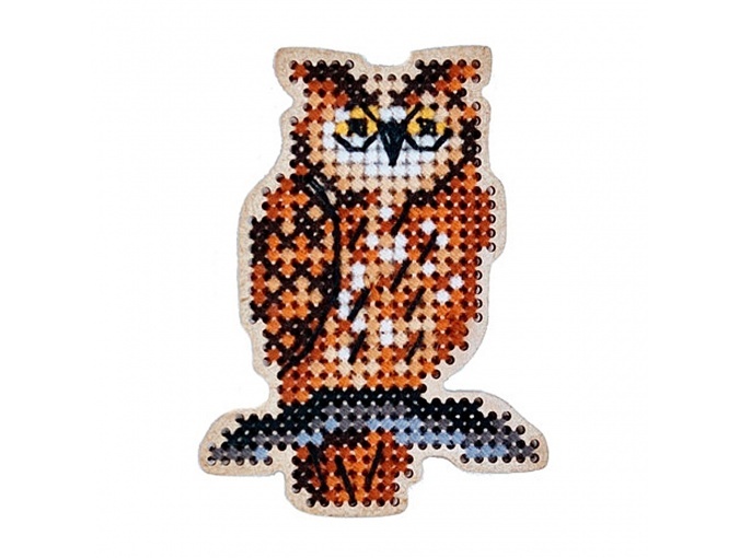 Owl Brooch Cross Stitch Kit фото 1