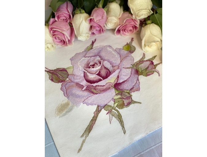 Watercolor Pink Rose Cross Stitch Pattern фото 9