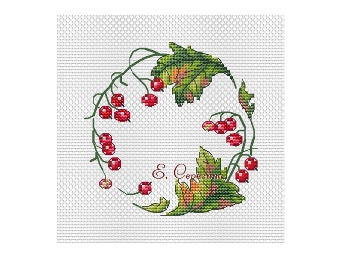 Currant Wreath Cross Stitch Pattern фото 1