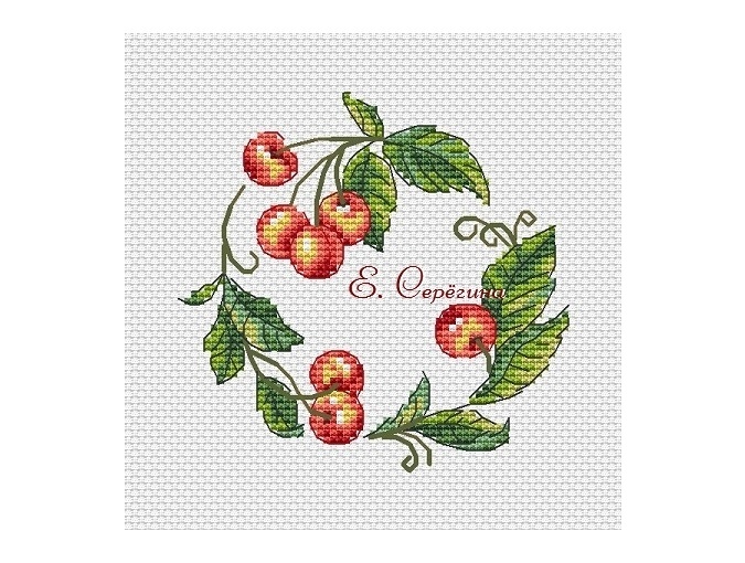 Cherry Wreath Cross Stitch Chart фото 1