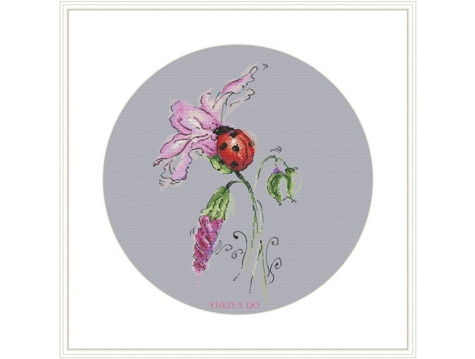 Ladybug and Pink Bindweed Cross Stitch Pattern фото 5