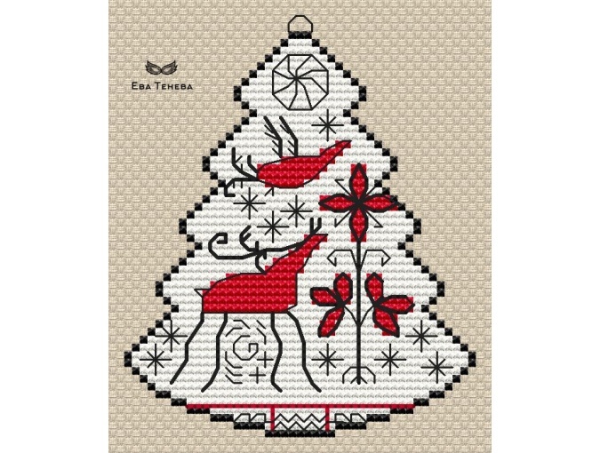 Christmas Tree. Mezen Painting Cross Stitch Pattern фото 1