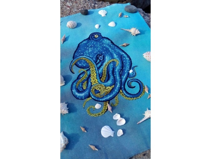 Blue Octopus Cross Stitch Pattern фото 3