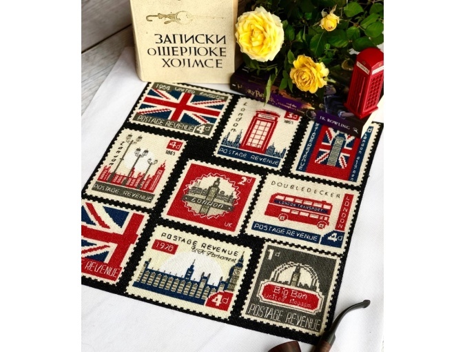 British Postage Stamps Cross Stitch Pattern фото 2
