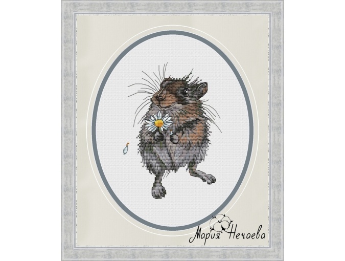 Hamster with Chamomile Cross Stitch Pattern фото 1