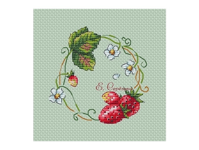 A Strawberry Wreath Cross Stitch Pattern фото 3