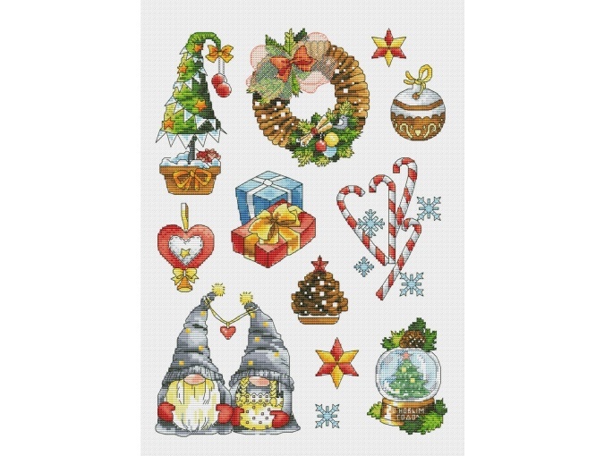 Christmas Sampler with Gnomes Cross Stitch Pattern фото 1