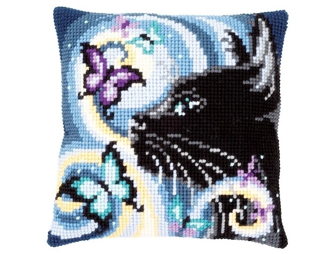Cat with Butterflies Cushion Cross Stitch Kit фото 1