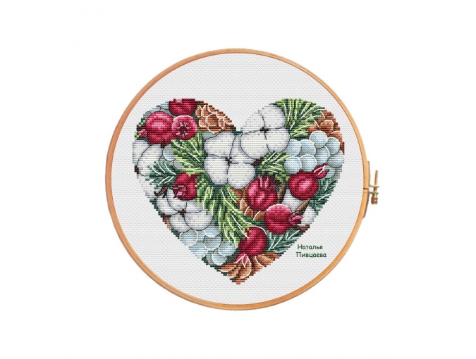 January Heart Cross Stitch Pattern фото 1
