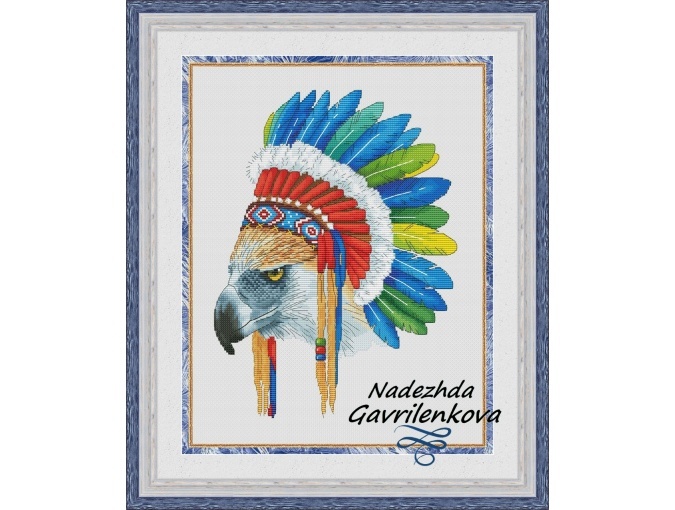 Indian Eagle Green Cross Stitch Pattern фото 1