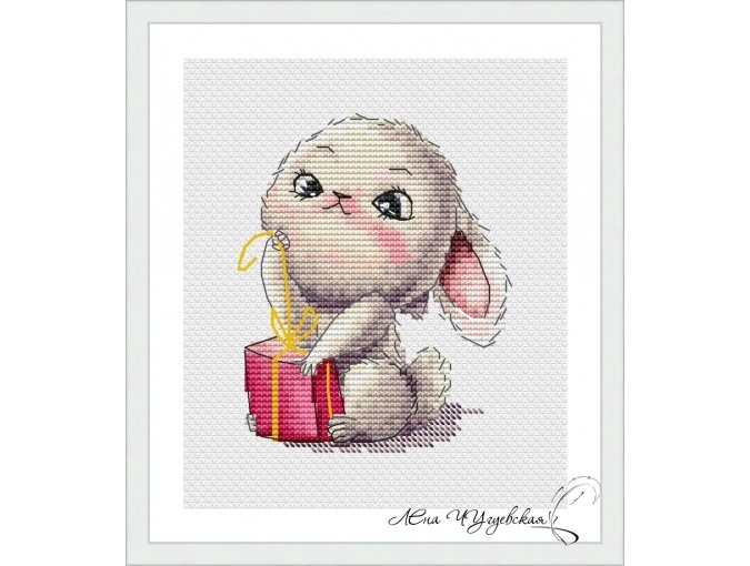 Bunny with a Gift Cross Stitch Chart фото 1