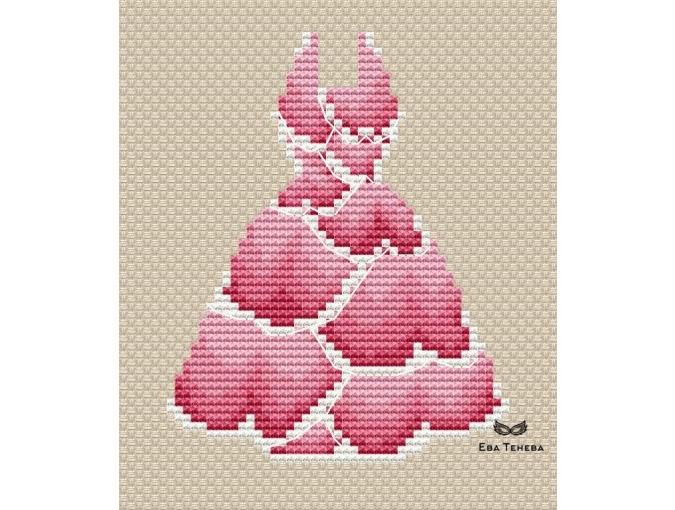 Rose Petals Dress Cross Stitch Pattern фото 1