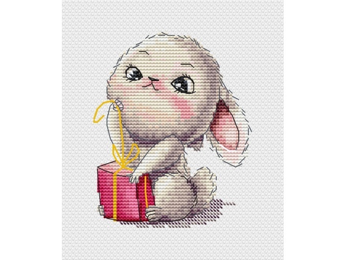 Bunny with a Gift Cross Stitch Chart фото 3