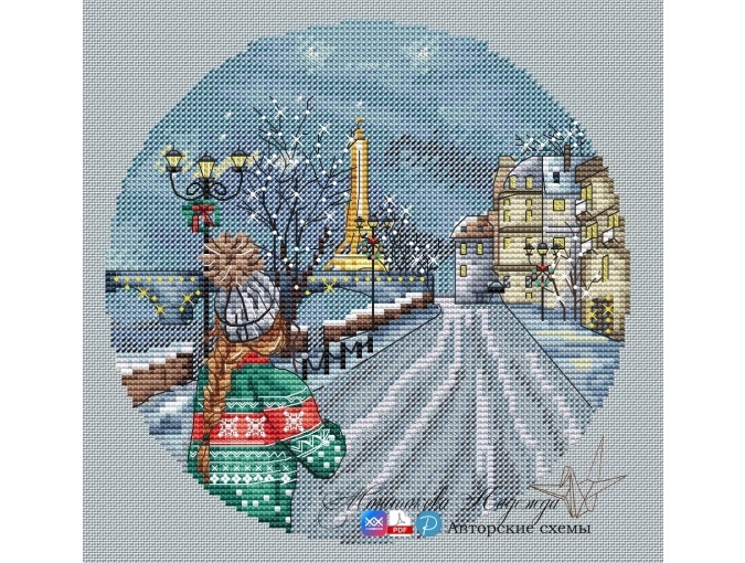 Christmas in Paris Cross Stitch Pattern фото 1