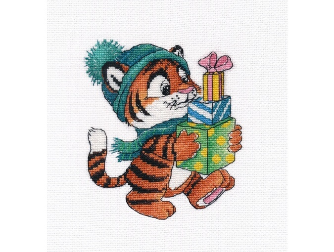Tiger with Gifts Cross Stitch Kit фото 1