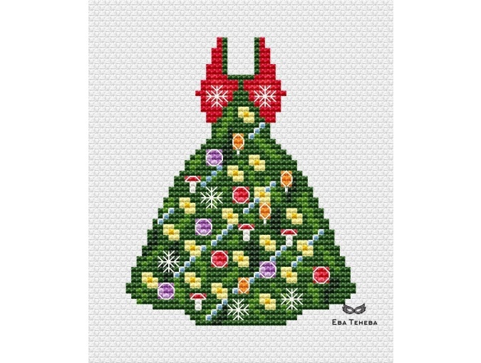 Christmas Tree Dress Cross Stitch Pattern фото 1