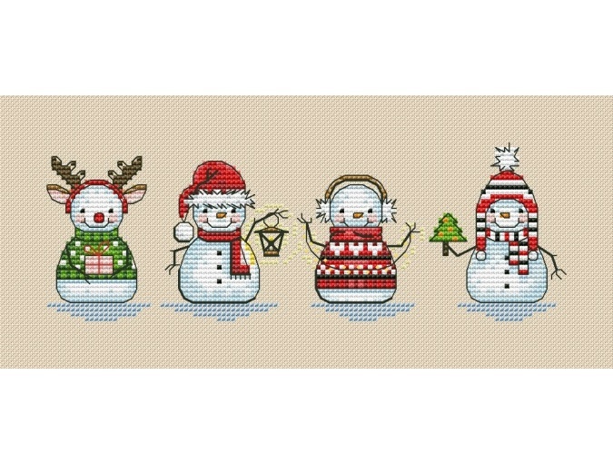 Festive Snowmen Cross Stitch Pattern фото 1