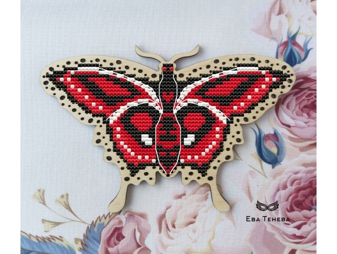 Butterfly. Red Heat Cross Stitch Pattern фото 1
