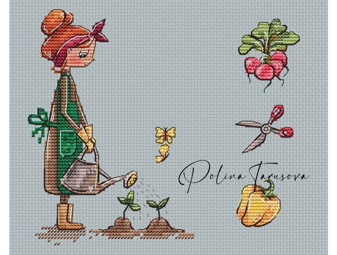 Country Pictures. My Vegetable Garden Cross Stitch Pattern фото 1