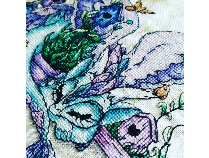Dragon with Birds Cross Stitch Pattern фото 3
