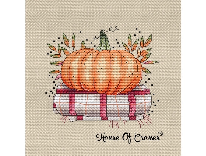 Pumpkin on a Blanket Cross Stitch Pattern фото 1