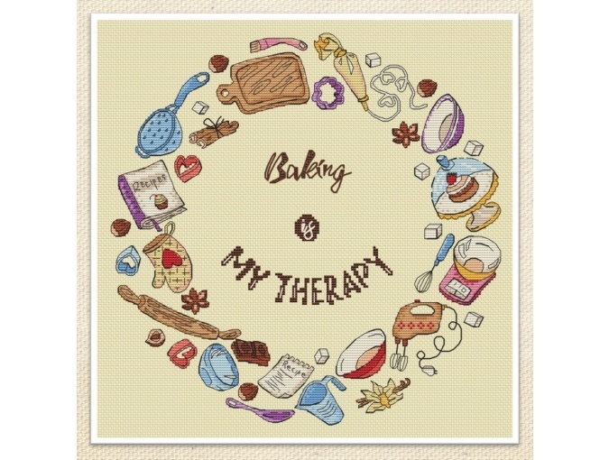 Baking is my Therapy Cross Stitch Pattern фото 1