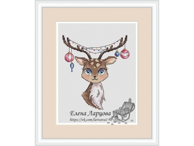New Year's Deer Cross Stitch Chart фото 1