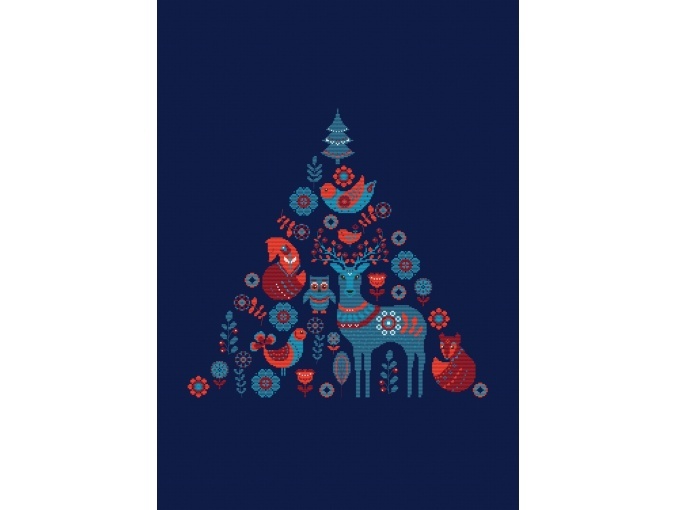 Christmas Tree Dark Blue Cross Stitch Pattern фото 1