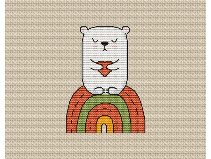 Bear on the Rainbow Cross Stitch Pattern фото 1