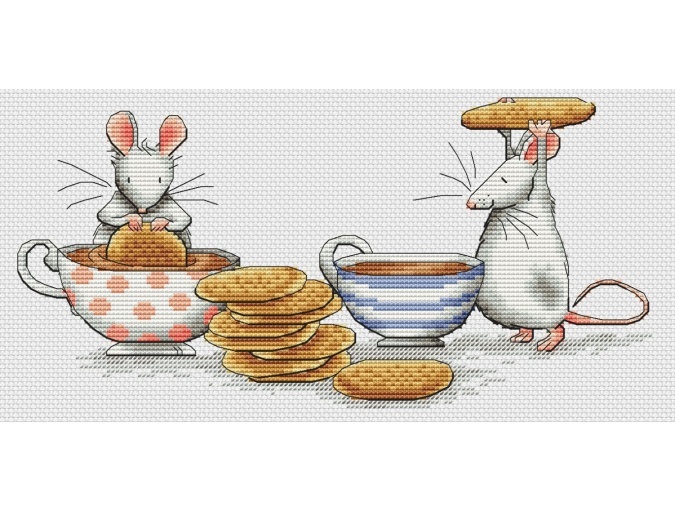 Mice and Cookies Cross Stitch Pattern фото 1