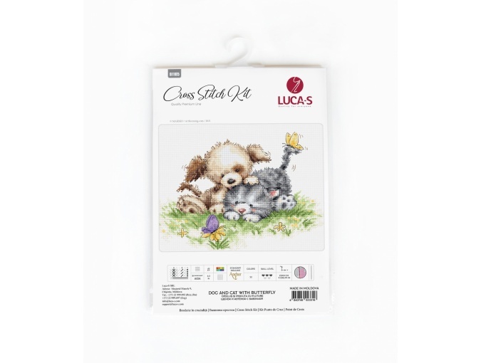 Dog and Cat with Butterfly Cross Stitch Kit фото 2