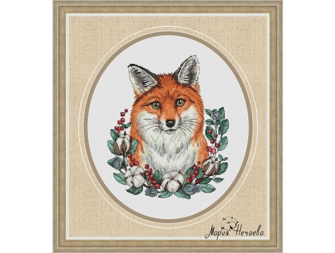 Fox and Cotton Cross Stitch Pattern фото 1