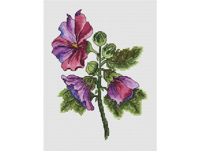 Mallow Flowers Cross Stitch Pattern фото 1